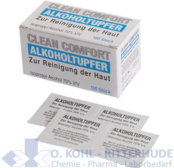 Alkoholtupfer, 3 x 3 cm, mit 70% Isoamylalkohol